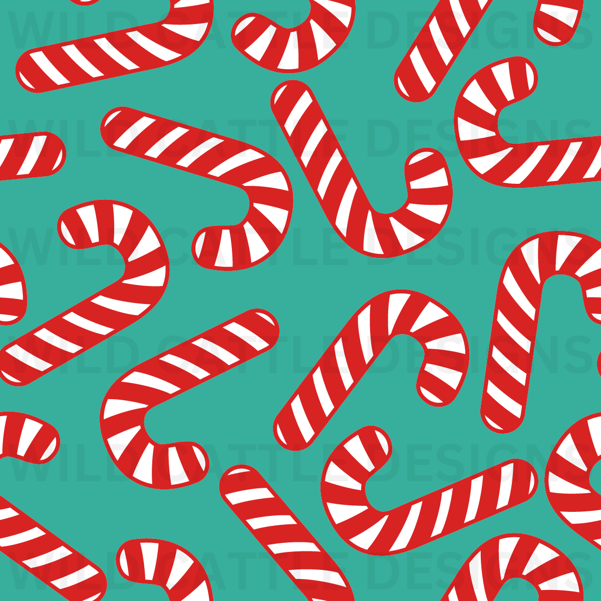 Turquoise Candy Canes Seamless