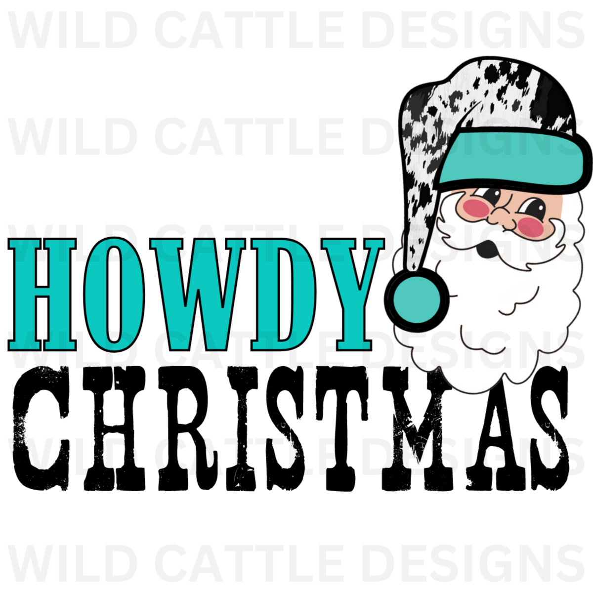 Turquoise Howdy Christmas PNG