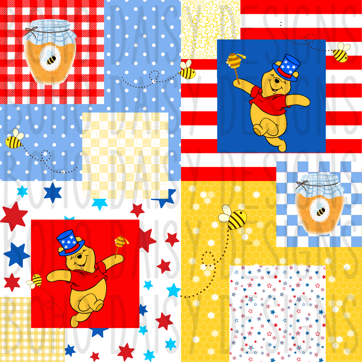 Red White Blue Honey Bear